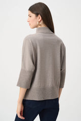 Joseph Ribkoff Ribbed Trim Half-Zip Pullover 263937 Taupe