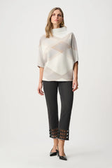 Joseph Ribkoff Brushed Plaid Funnel Neck Sweater 263947 Winter White