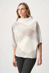 Joseph Ribkoff Brushed Plaid Funnel Neck Sweater 263947 Winter White