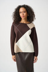 Joseph Ribkoff Brushed Argyle Sweater 263948 Mocha