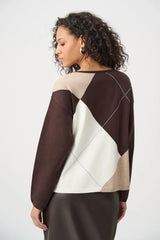 Joseph Ribkoff Brushed Argyle Sweater 263948 Mocha