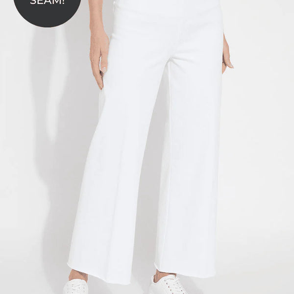 【EEUN】White brushed denim Eco Wide Leg with Release Hem in White – 1822 Denim