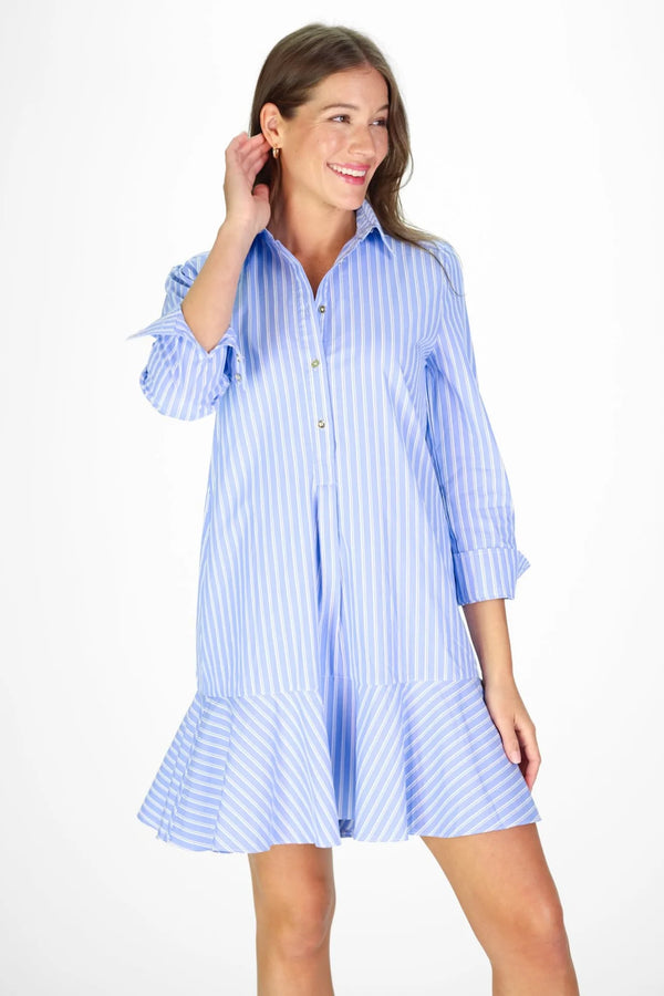 Duffield Lane Iris Dress Light Blue Double Stripe
