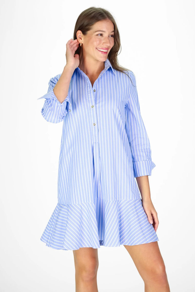 Duffield Lane Iris Dress Light Blue Double Stripe