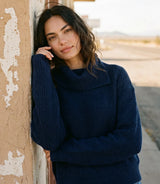 Karen Kane Split Neck Sweater Navy