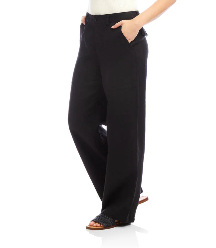 Karen Kane Linen Trousers Black