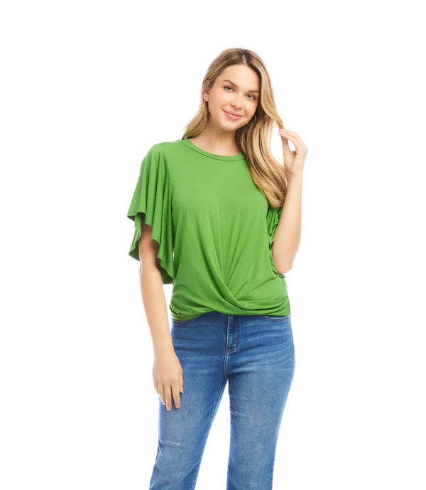 Karen Kane Flutter Sleeve Top Green