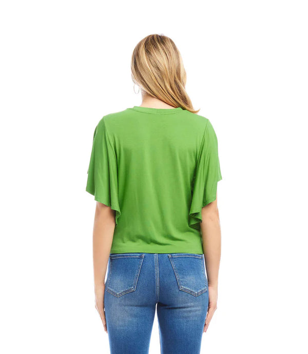 Karen Kane Flutter Sleeve Top Green