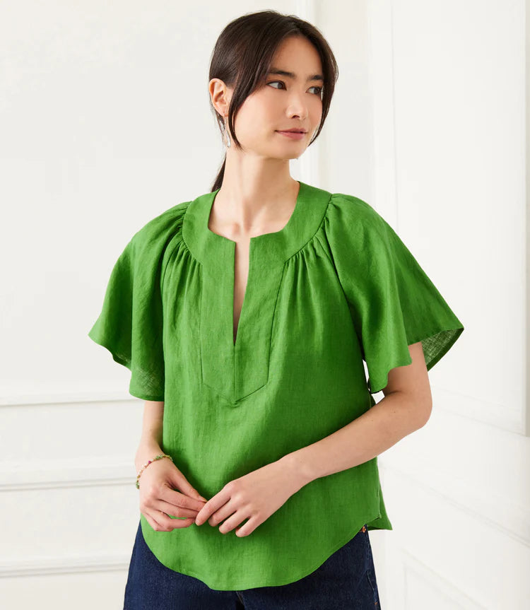 Karen Kane Flutter Sleeve Top Green