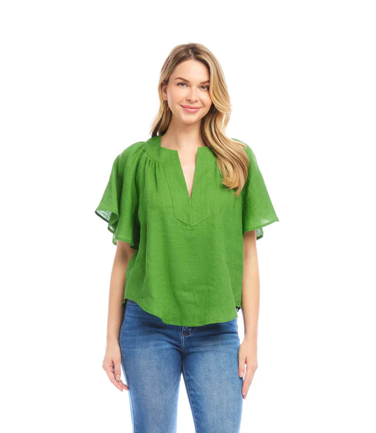 Karen Kane Flutter Sleeve Top Green