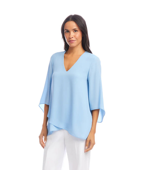 Karen Kane Bracelet Sleeve Asymmetric Blouse Lake