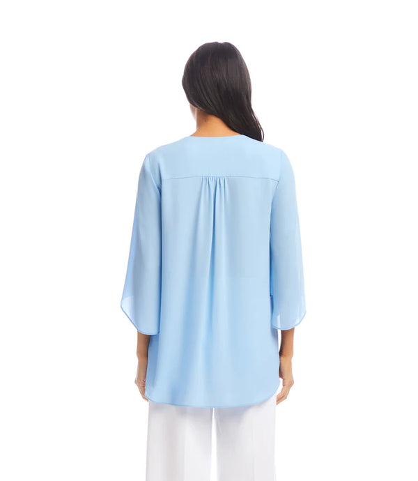Karen Kane Bracelet Sleeve Asymmetric Blouse Lake