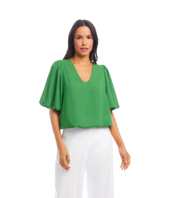 Karen Kane Puff Sleeve Top Green
