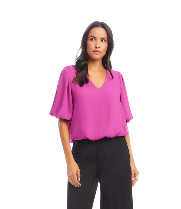 Karen Kane Puff Sleeve Top Orchid