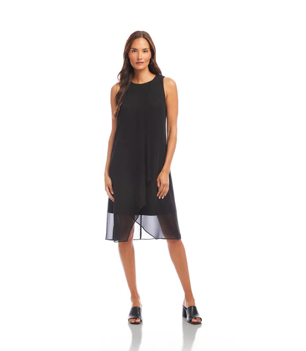 Karen Kane Sleeveless Draped Crossover Dress Black