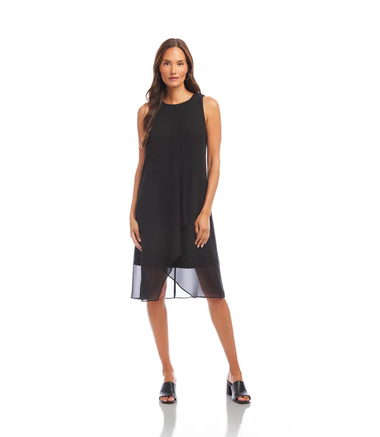 Karen Kane Sleeveless Draped Crossover Dress Black