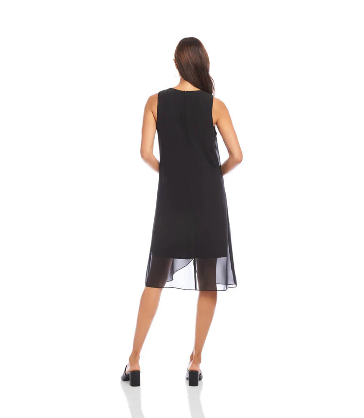 Karen Kane Sleeveless Draped Crossover Dress Black