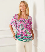Karen Kane Flare Sleeve Square Neck Top Multi
