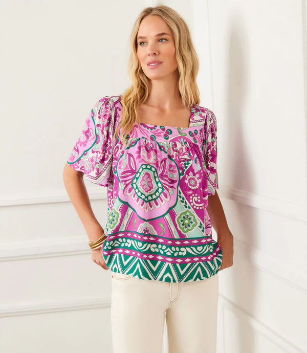 Karen Kane Flare Sleeve Square Neck Top Multi