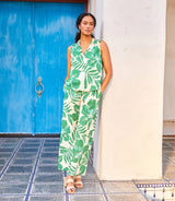 Karen Kane Print Drawstring Ankle Pants Green