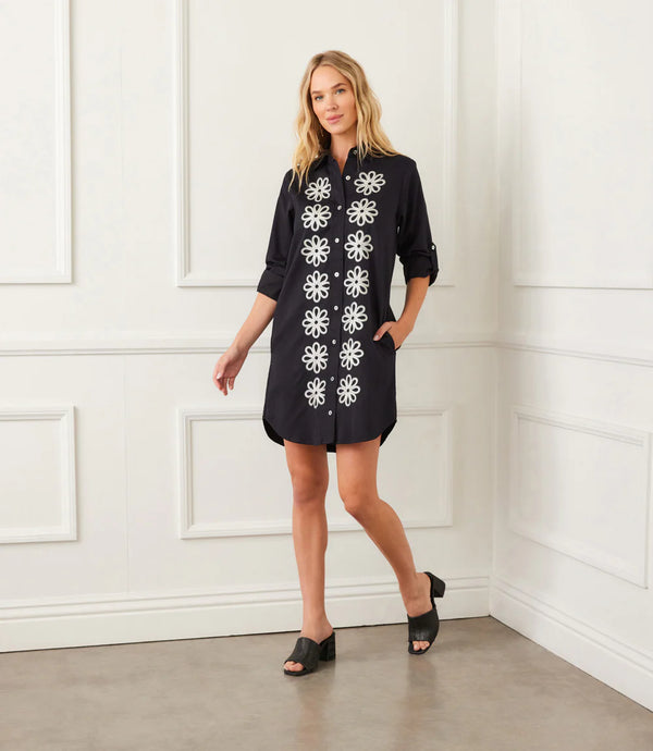 Karen Kane Rolltab Shirt Dress Black