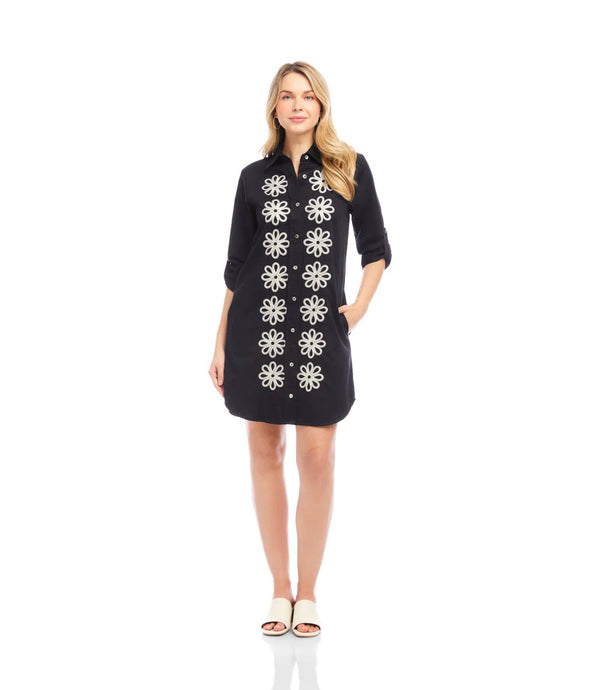 Karen Kane Rolltab Shirt Dress Black