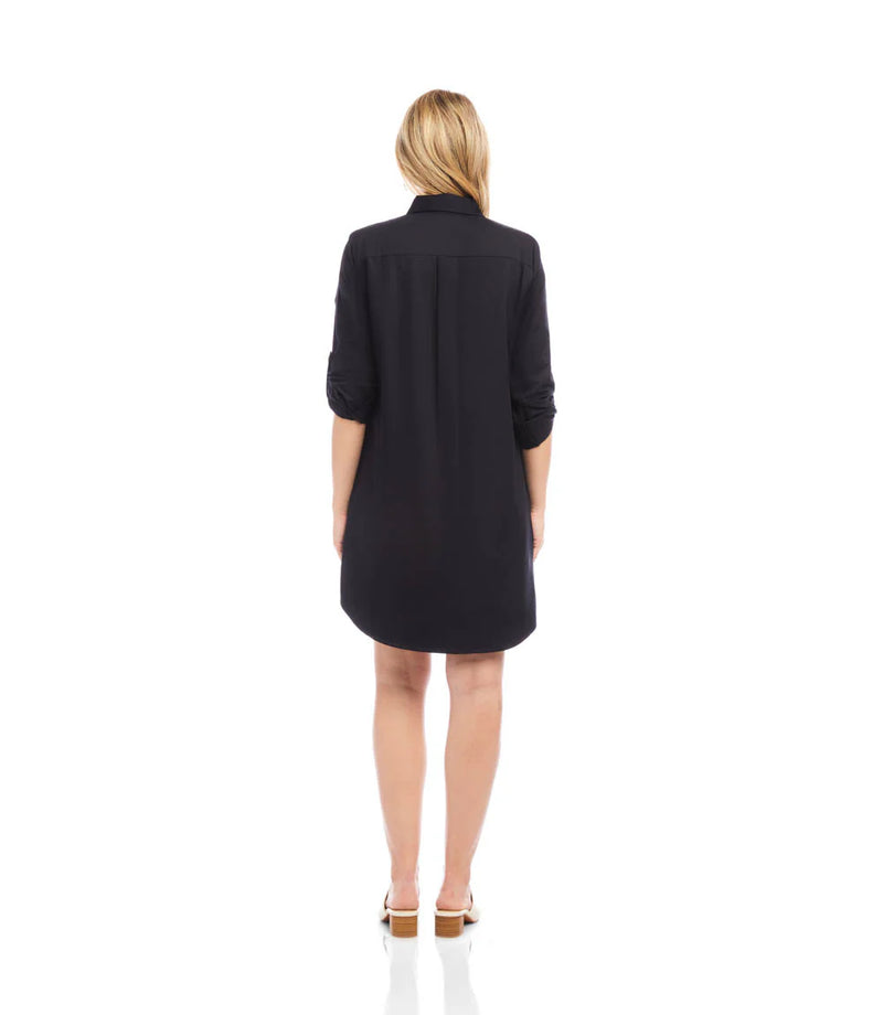 Karen Kane Rolltab Shirt Dress Black