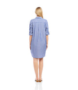 Karen Kane Roll Tab Stripe Shirtdress Blue