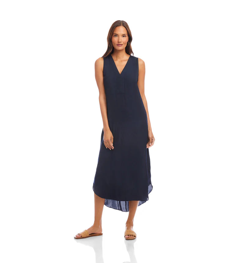 Karen Kane Sleeveless Midi Dress Navy