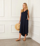 Karen Kane Sleeveless Midi Dress Navy