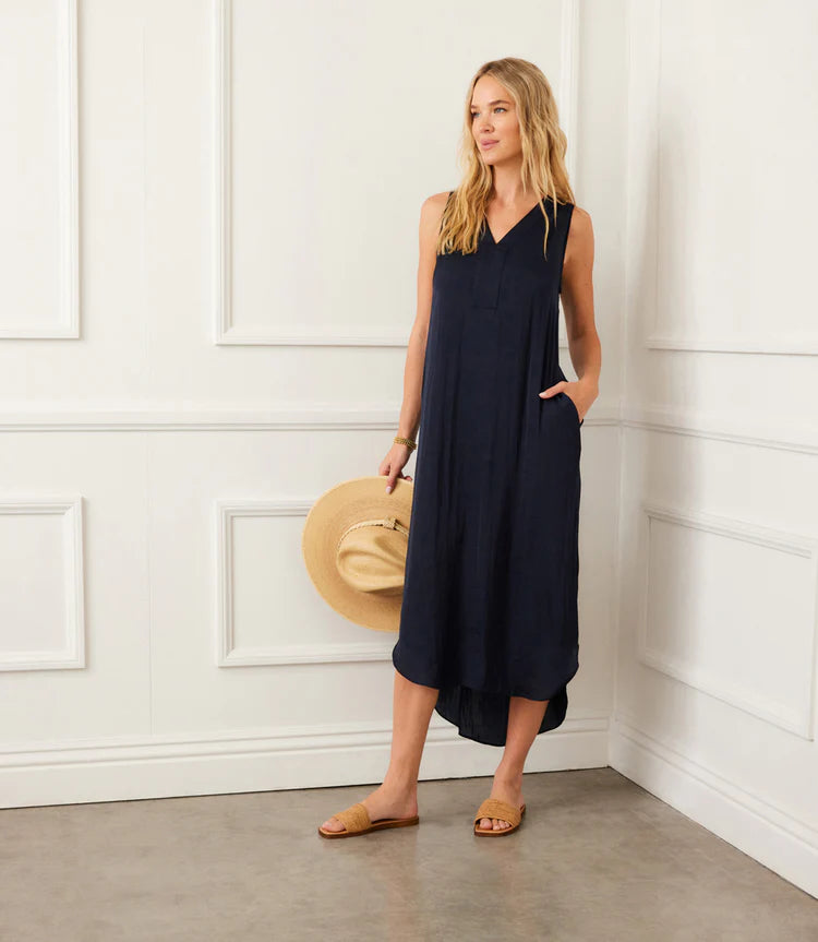Karen Kane Sleeveless Midi Dress Navy