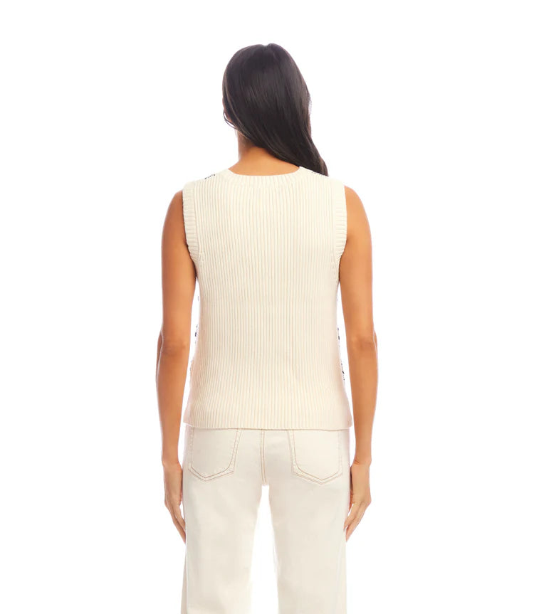 Karen Kane Patchwork Crochet Sweater Multi