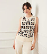 Karen Kane Patchwork Crochet Sweater Multi