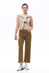 Bayeas Bella Mid Rise Straight Jeans Camel