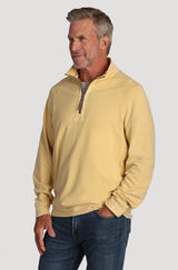 True Grit Cashmere Heather Fleece 1/4 Zip Raglan pullover in Yellow