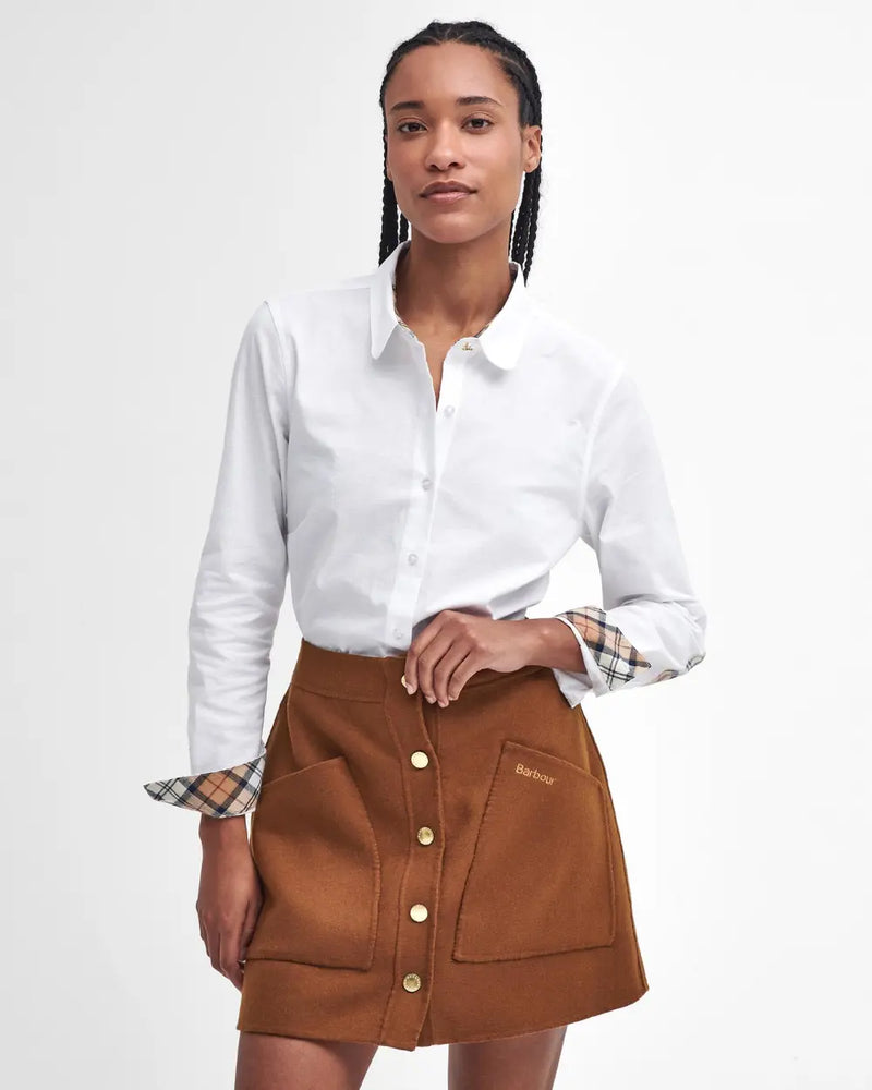 Barbour Lavender Tailored Long-Sleeved Shirt White Hessian Tartan