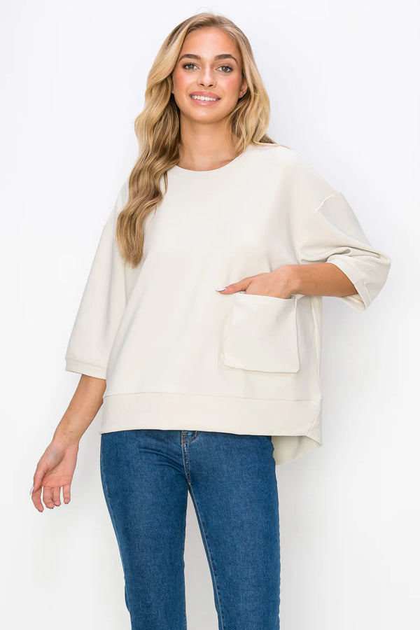 JOH Karen Knit Crepe Top Beige