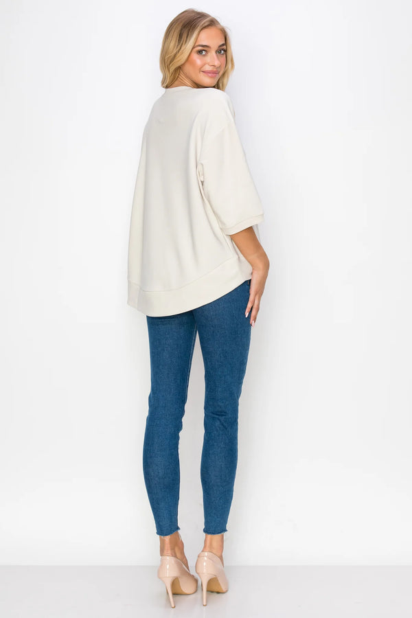 JOH Karen Knit Crepe Top Beige