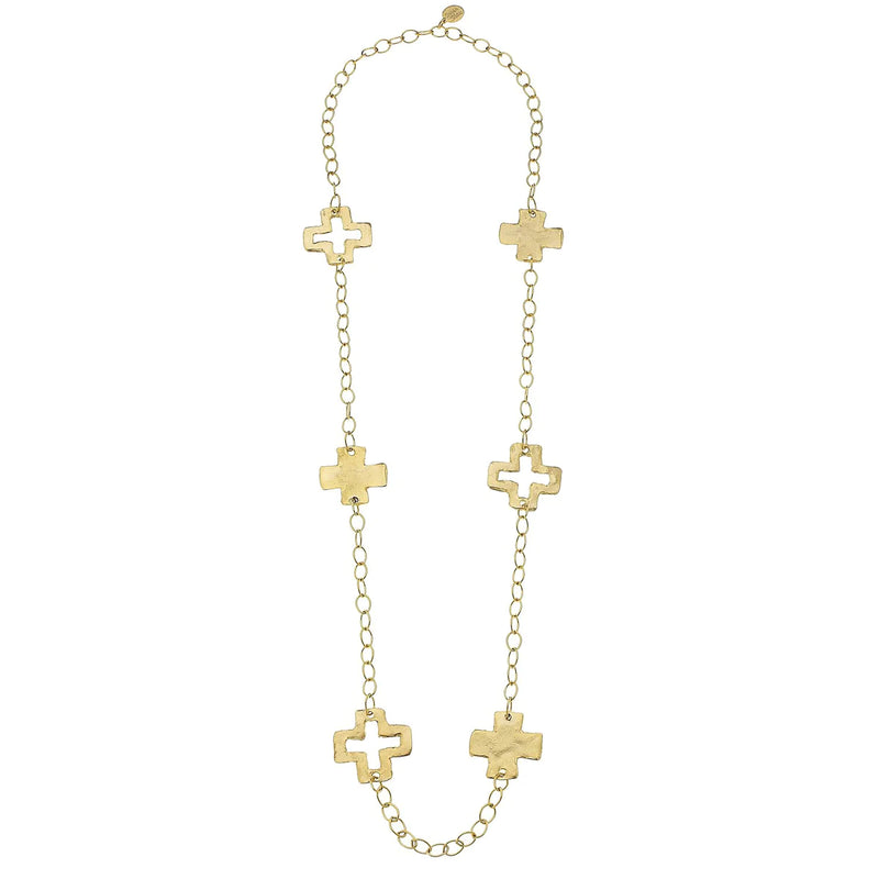 Susan Shaw Long Cross Chain Necklace Gold