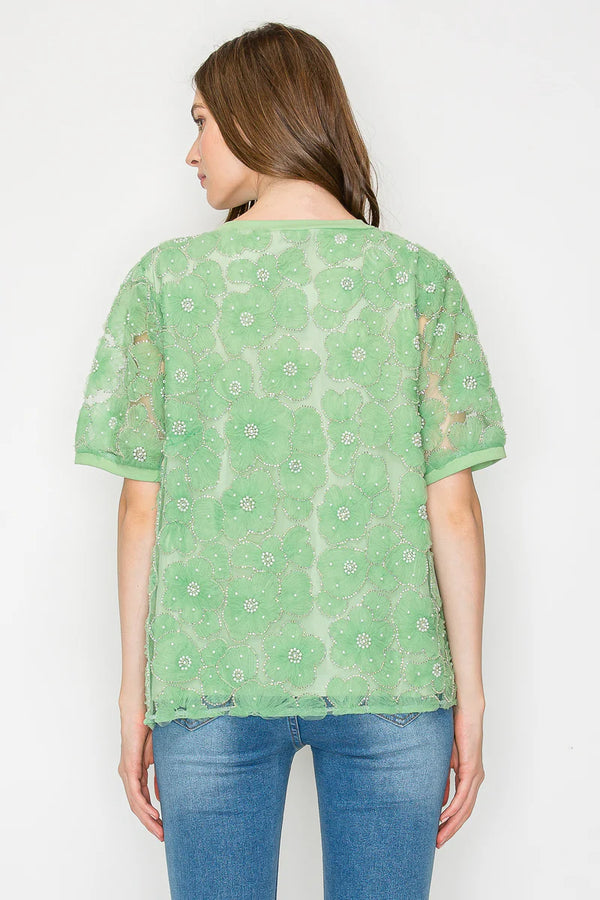 JOH Jonas Top with Pearls Green