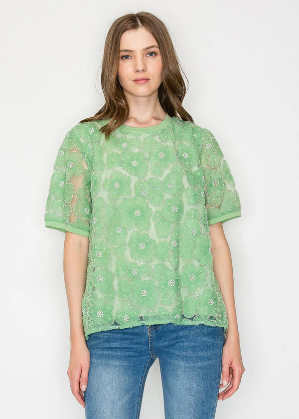 JOH Jonas Top with Pearls Green