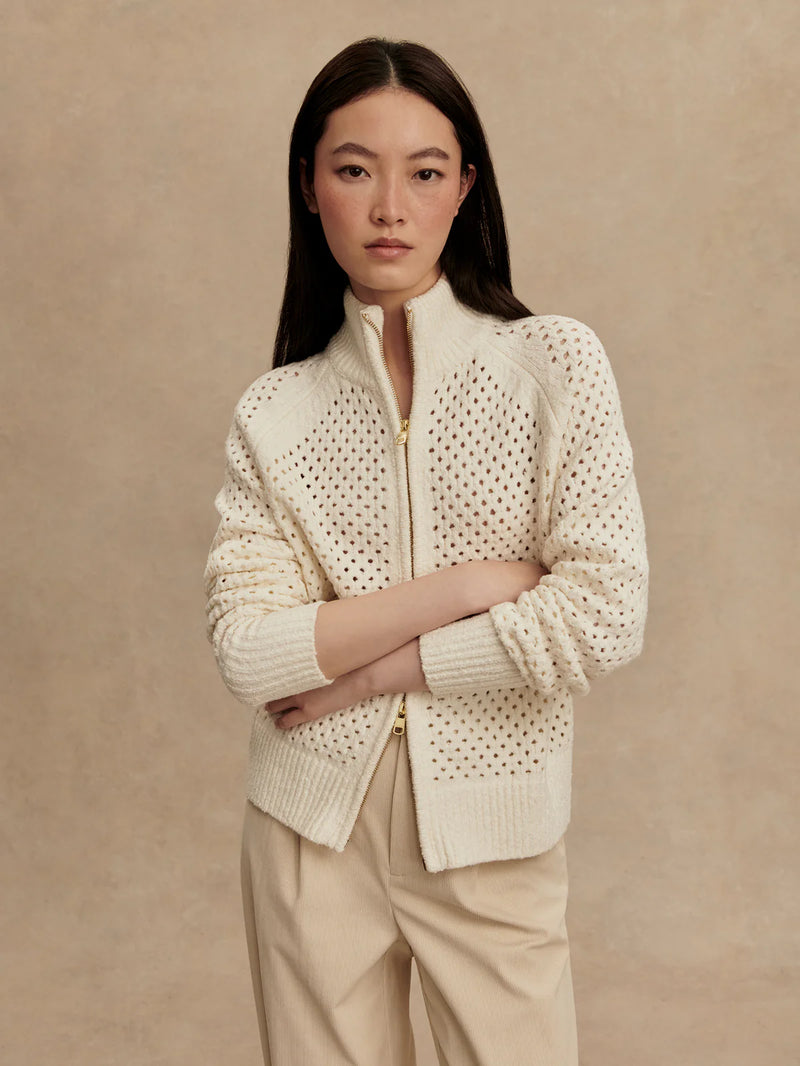 Varley Mandy Boucle Knit Jacket Coconut Milk