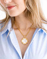 Susan Shaw Gold/Mother of Pearl Cross Necklace