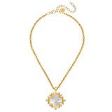 Susan Shaw Gold/Mother of Pearl Cross Necklace