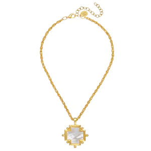 Susan Shaw Gold/Mother of Pearl Cross Necklace