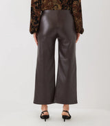 Karen Kane Faux Leather Pull On Ankle Pant Chocolate