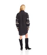 Karen Kane Blouson Sleeve Rope Stitch Shirtdress Black/Tan