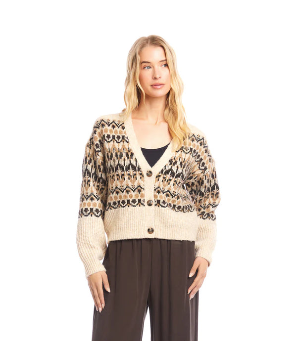 Karen Kane Jacquard Cardigan Sweater Multi