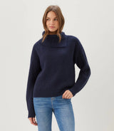 Karen Kane Split Neck Sweater Navy