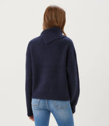 Karen Kane Split Neck Sweater Navy